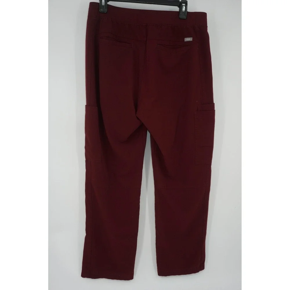 FIGS Technical Collection Pants Red Polyester Rayon Men's L Elastic Waist